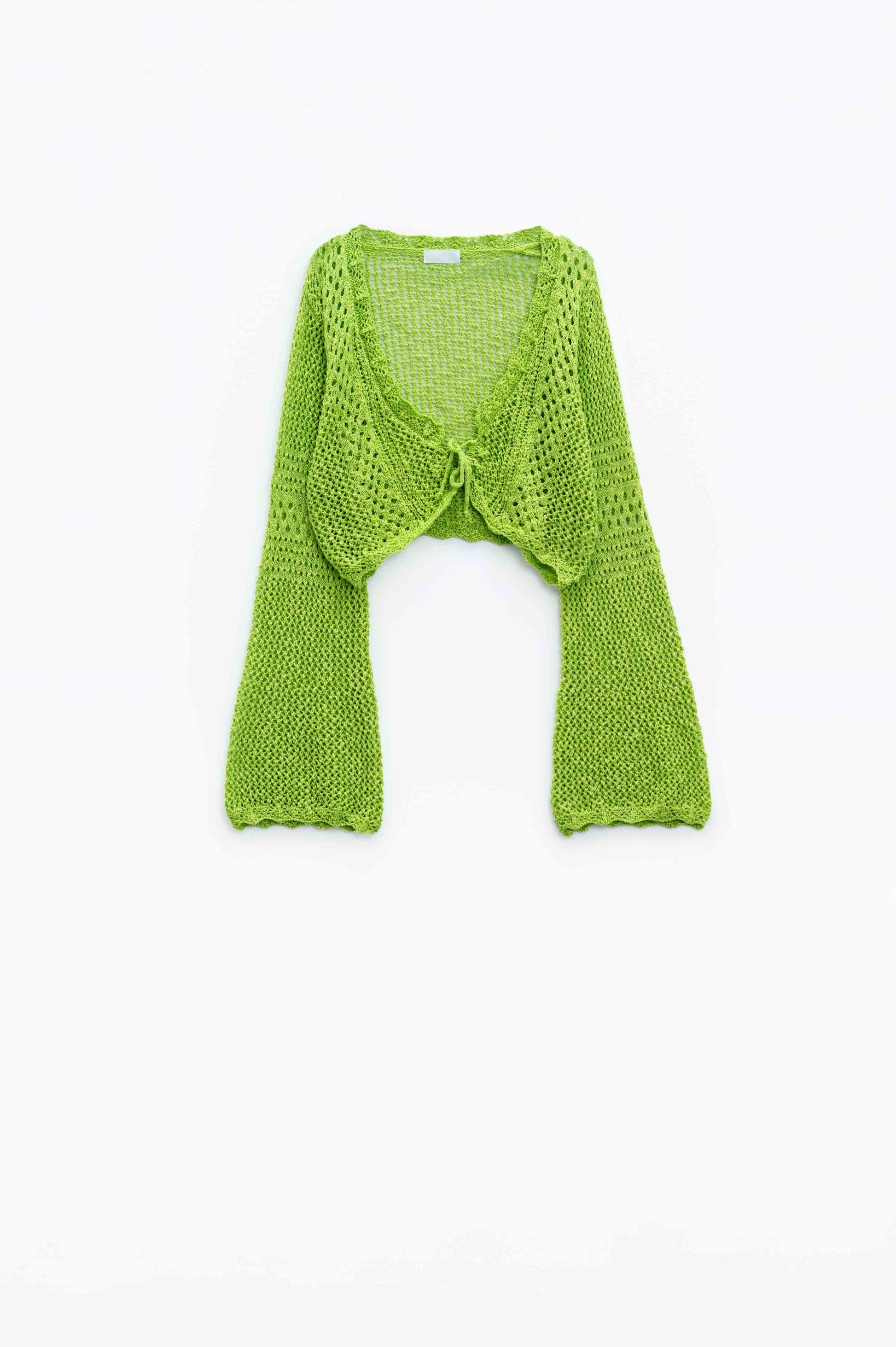 Q2 Cardigan croisé en citron vert avec fermeture à nouer