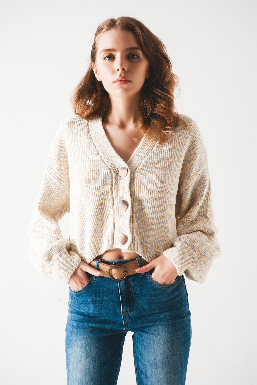 Cardigan en chenille beige