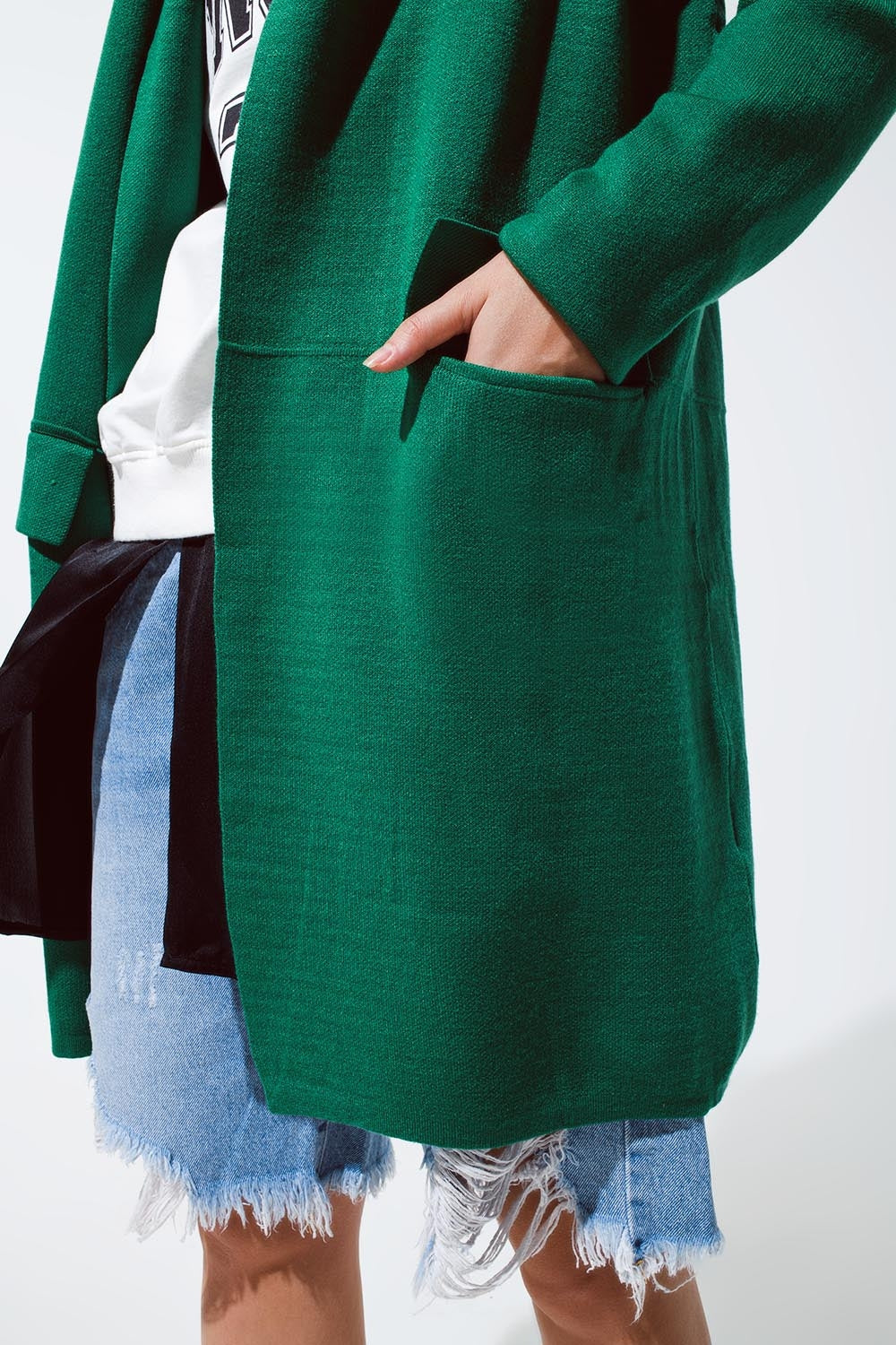 Cardigan long oversized à col vert