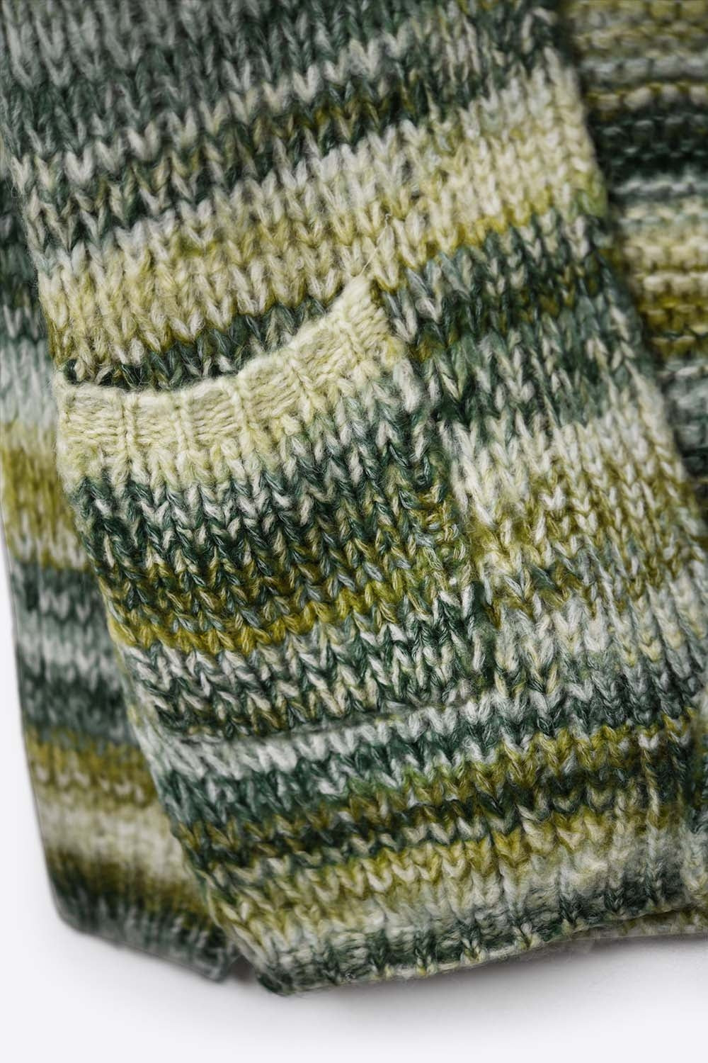 Cardigan long oversize à rayures chinées et poches en vert