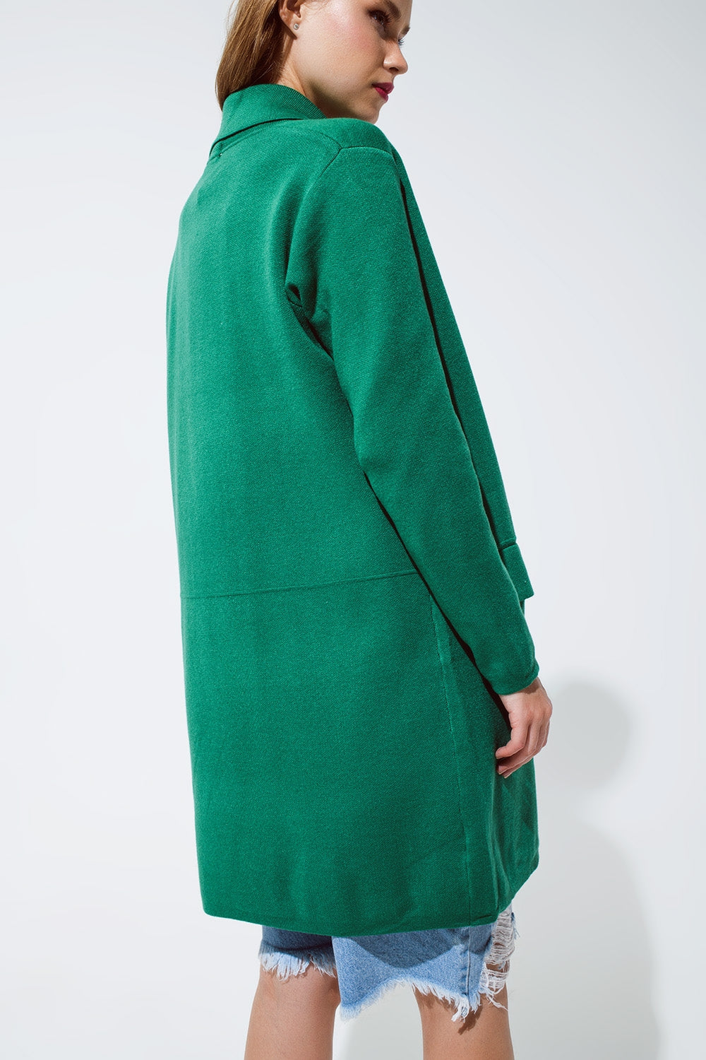 Cardigan long oversize d à col vert