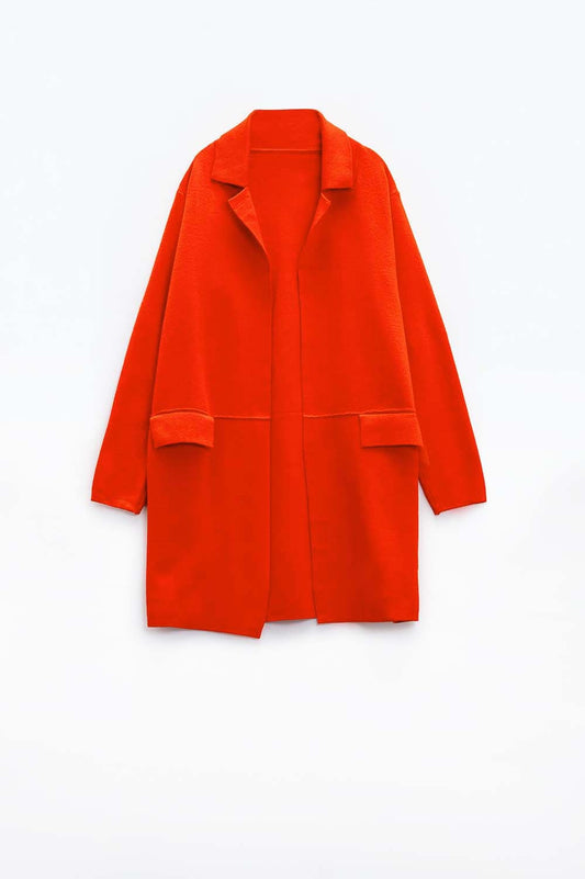 Q2 Cardigan maxi à col oversize en orange