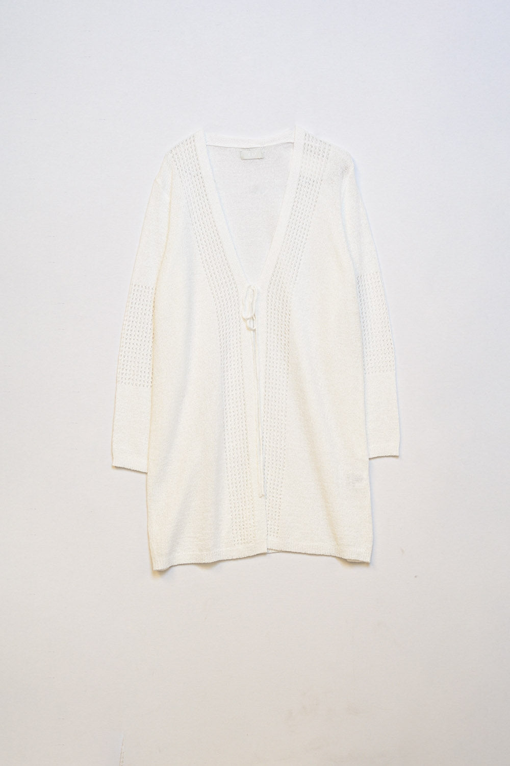 Cardigan mi long en crochet avec cordon de serrage en Blanc