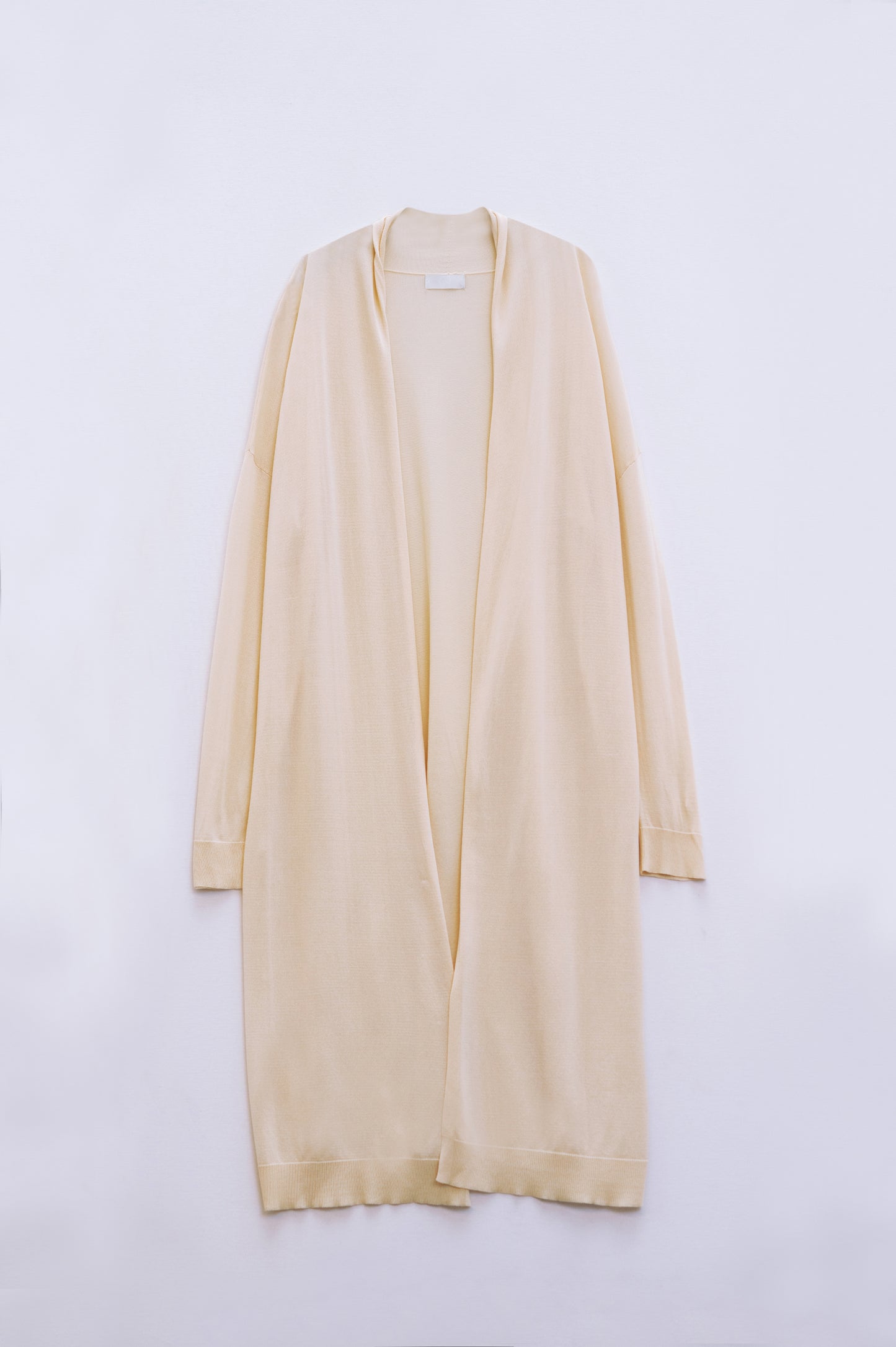 Cardigan ouvert maxi beige à manches longues