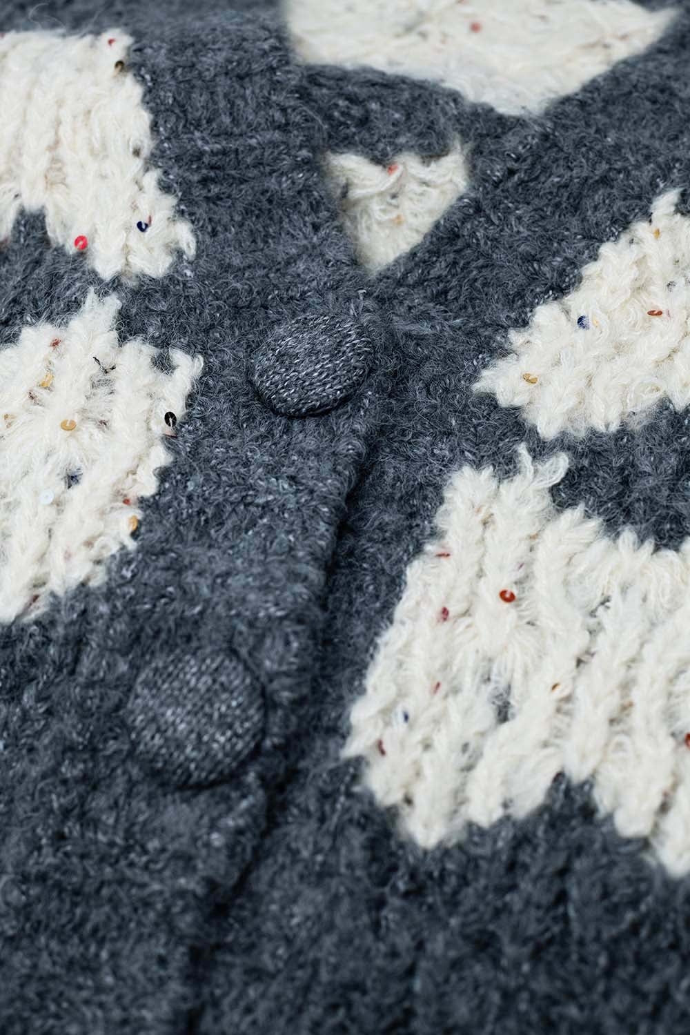 Cardigan oversize en maille épaisse avec détails en paillettes en gris