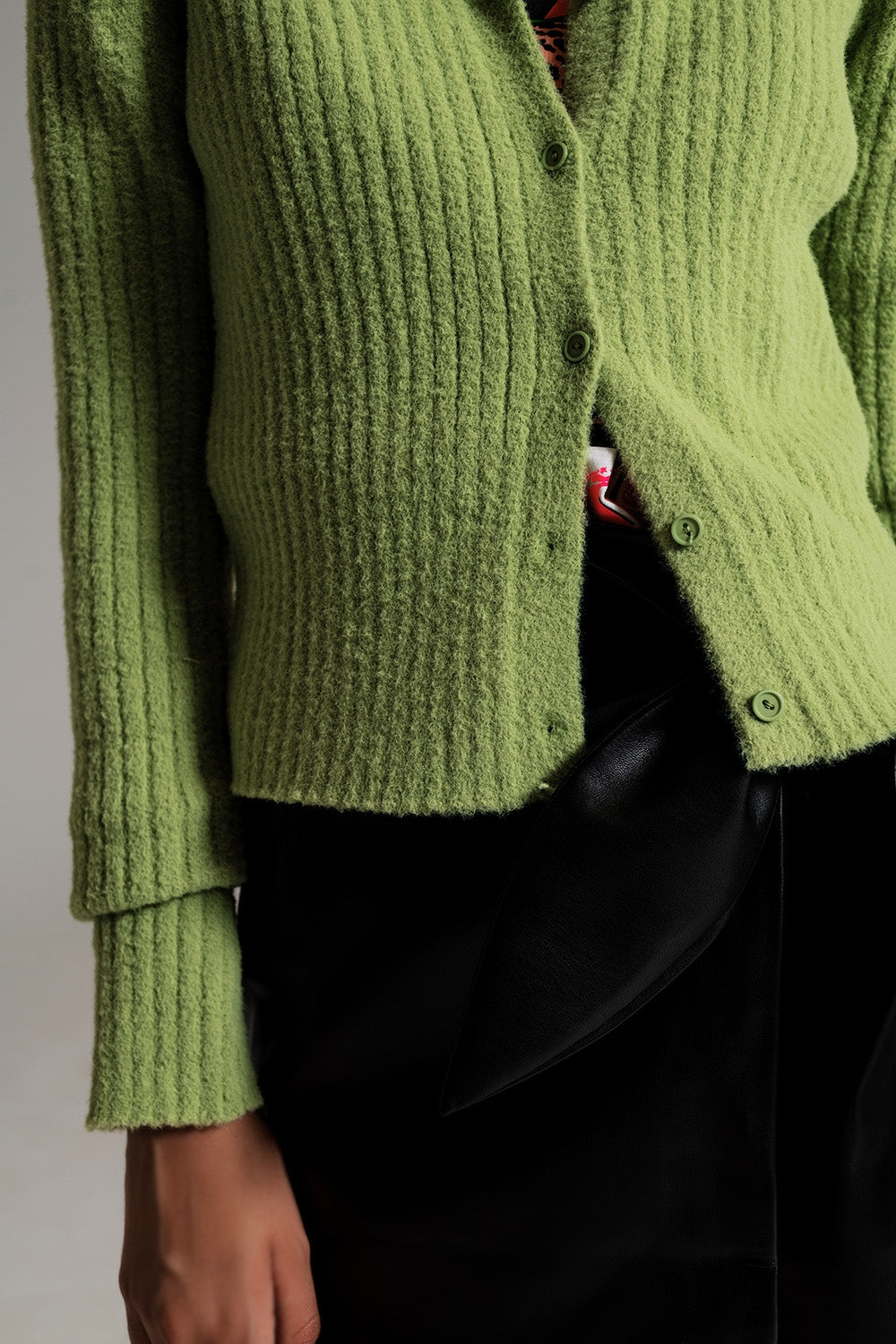 cardigan vert super doux en tricot moelleux