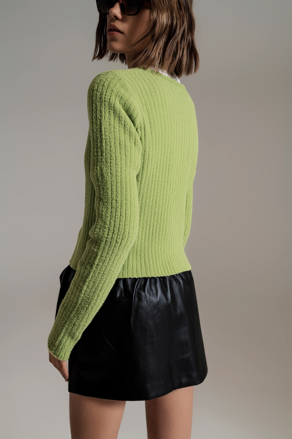 cardigan vert super doux en tricot moelleux