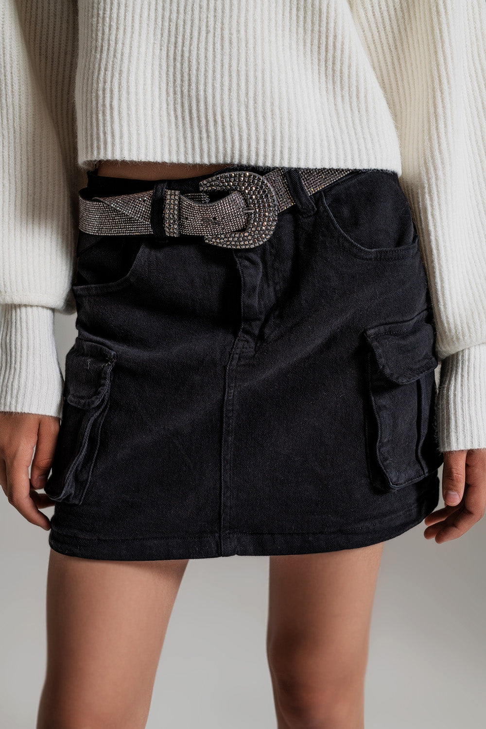 Cargo Mini Jupe en noir