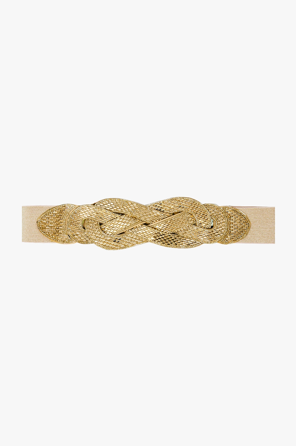 Q2 Ceinture beige avec détails tissés dorés