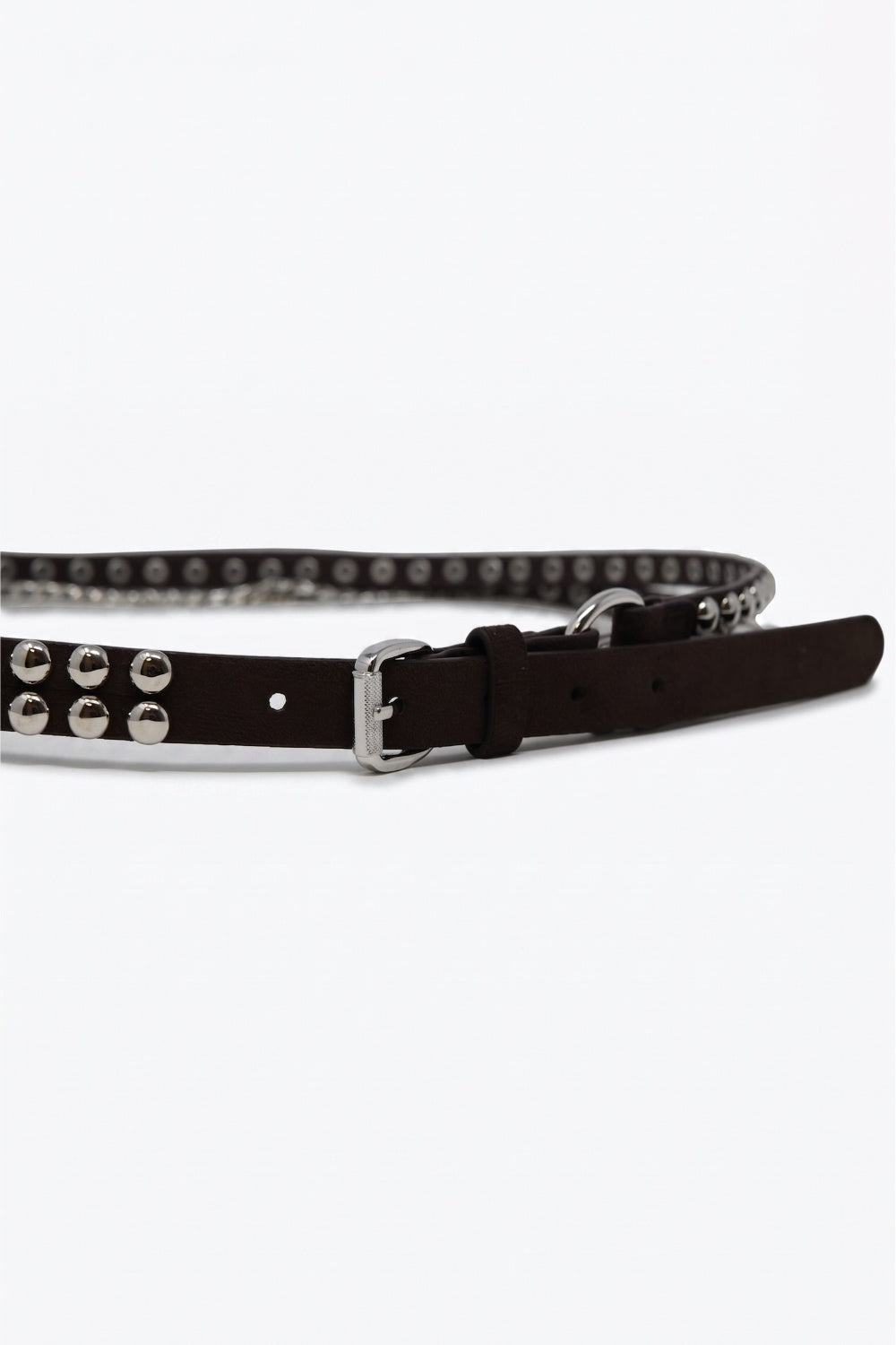 Ceinture Chocolat à Rivets avec Chaînes Suspendues