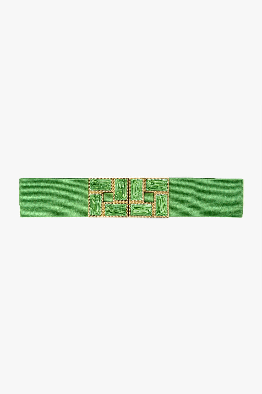 Q2 Ceinture élastique verte avec boucles carrées