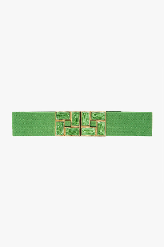 Q2 Ceinture élastique verte avec boucles carrées