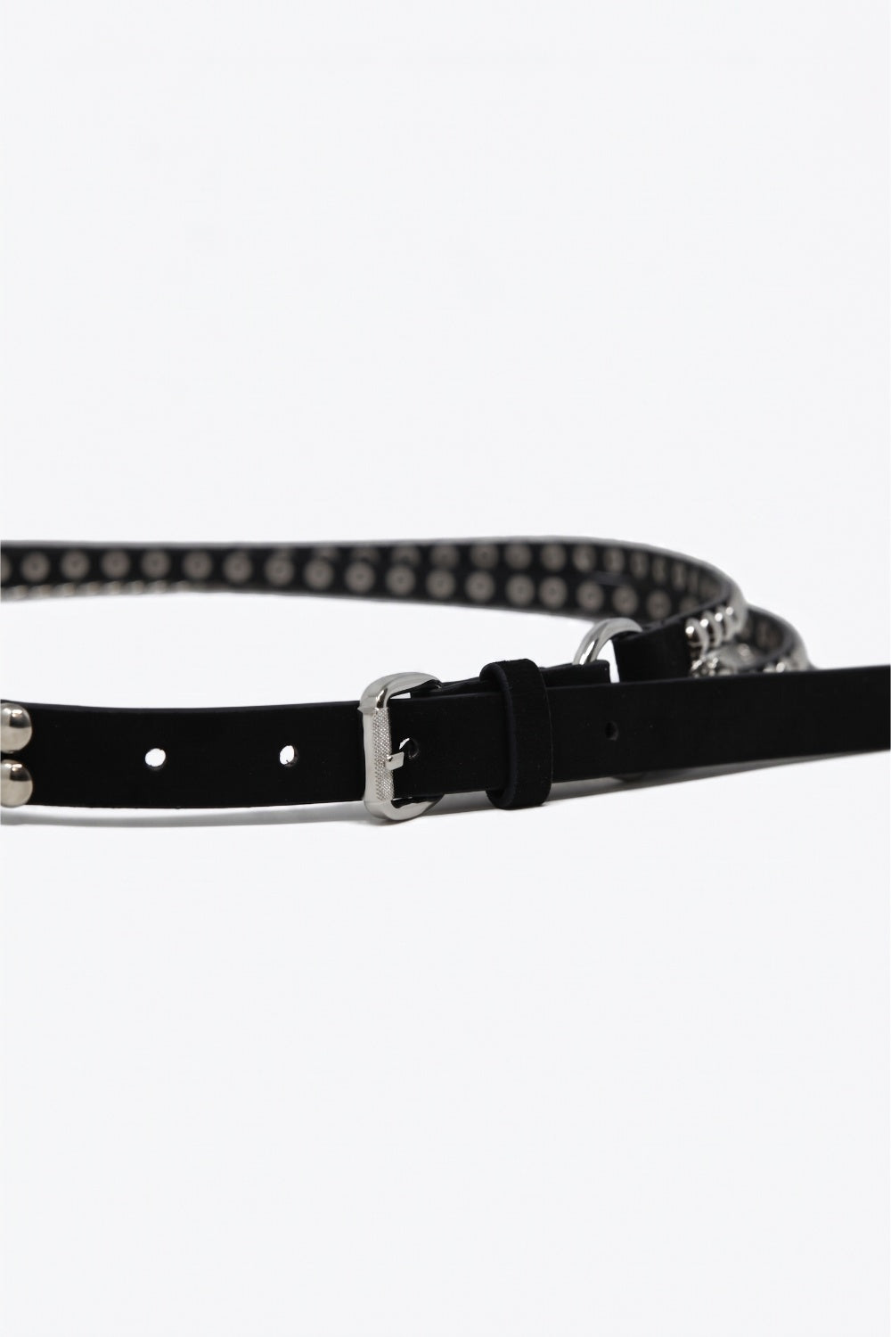 Ceinture noire avec clous et chaînes pendantes