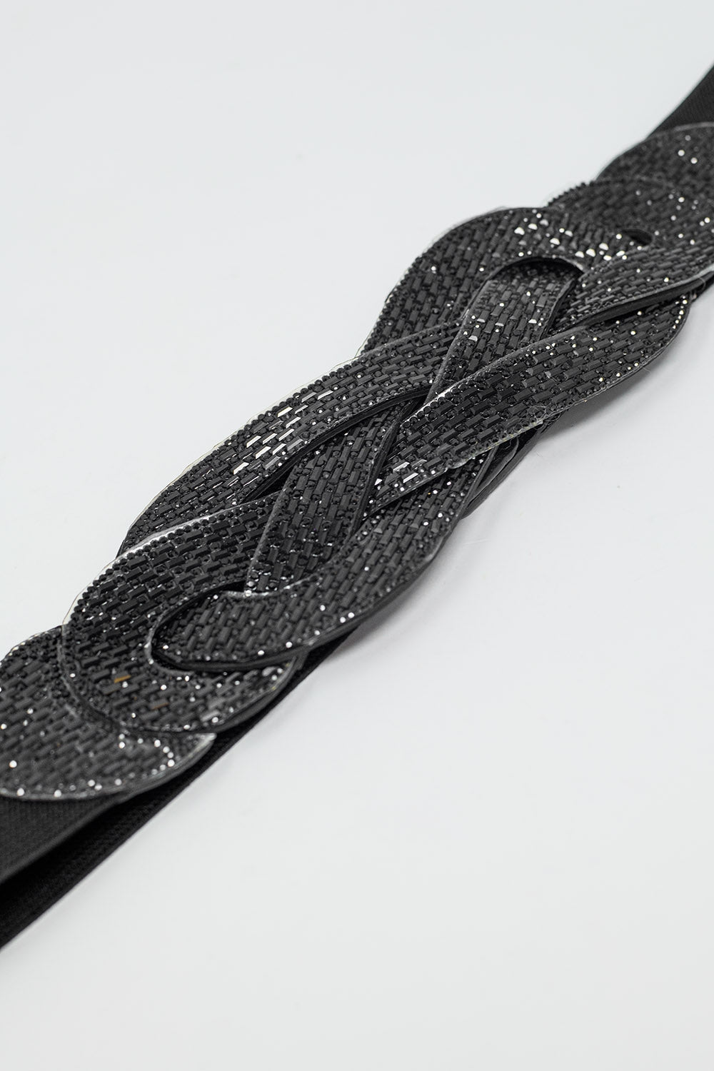 Ceinture noire avec détail tissé noir