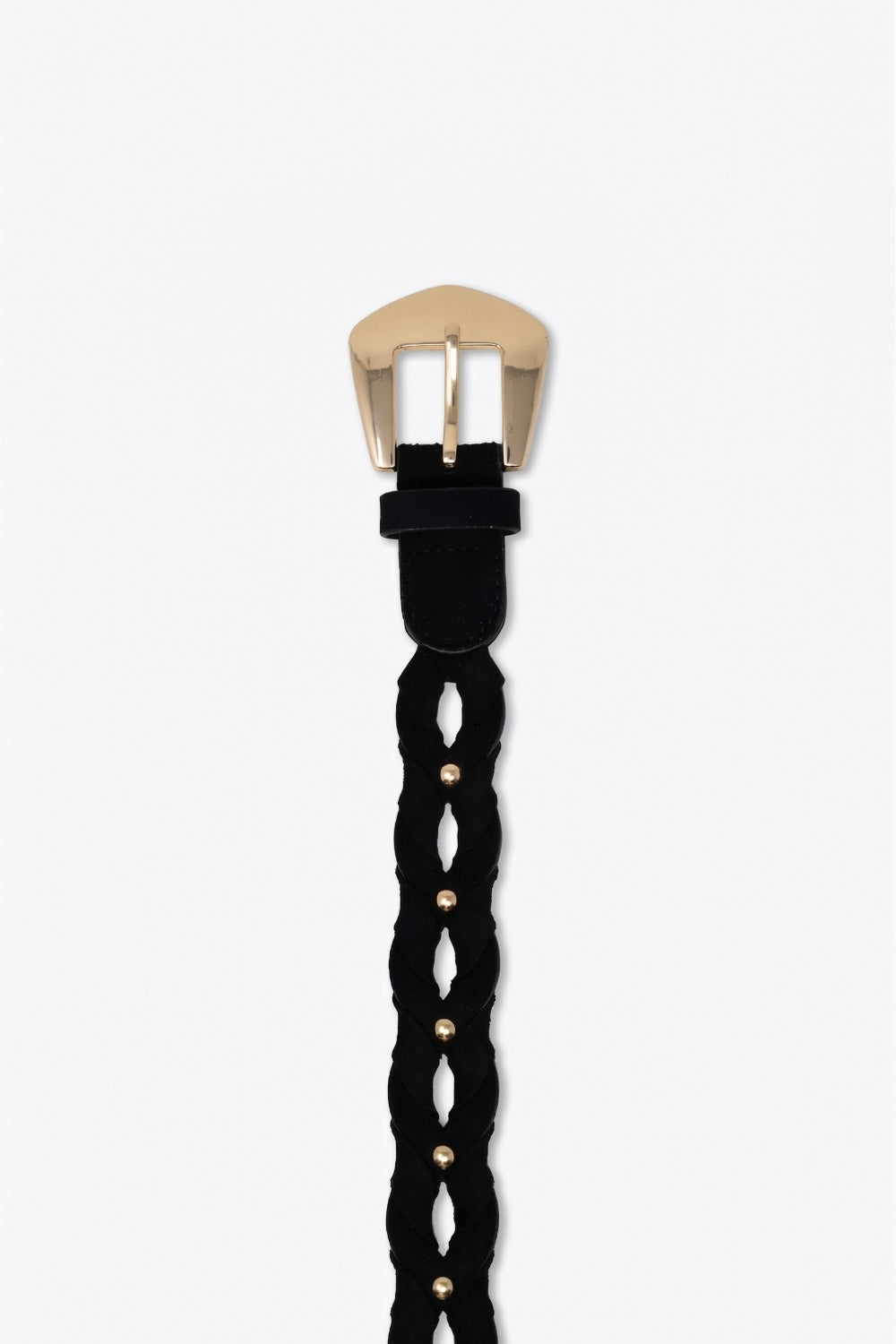 Ceinture noire tressée en faux suède avec boucle dorée Accessoire