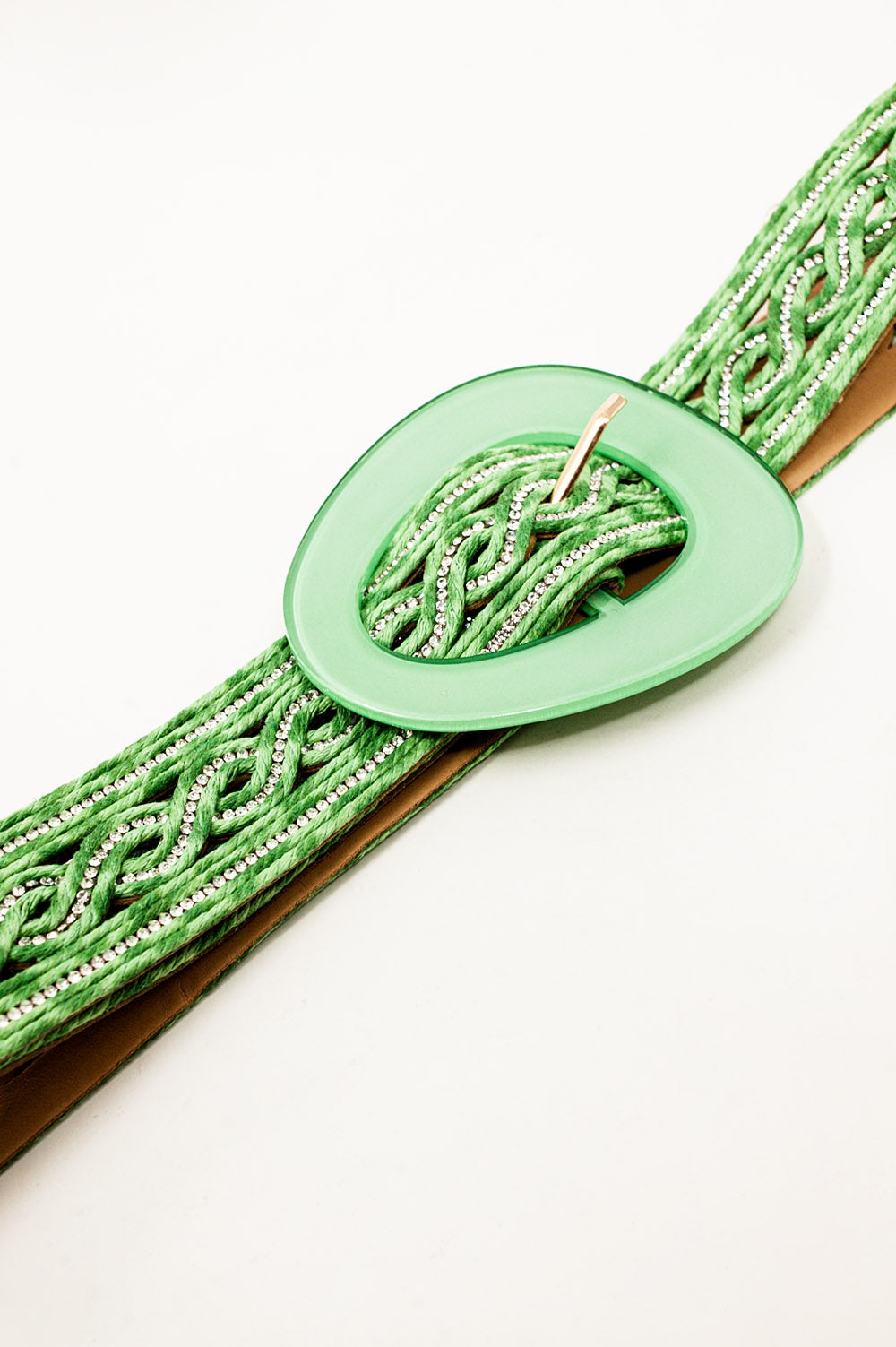 Ceinture ornée de cristaux en vert