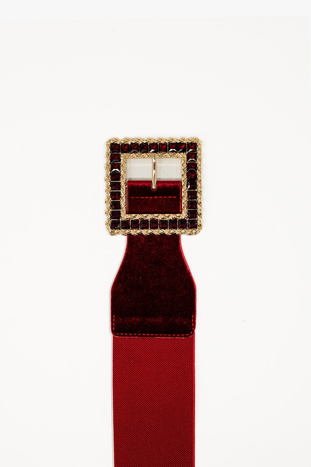 Ceinture rouge carrée avec strass et élastique ajustable