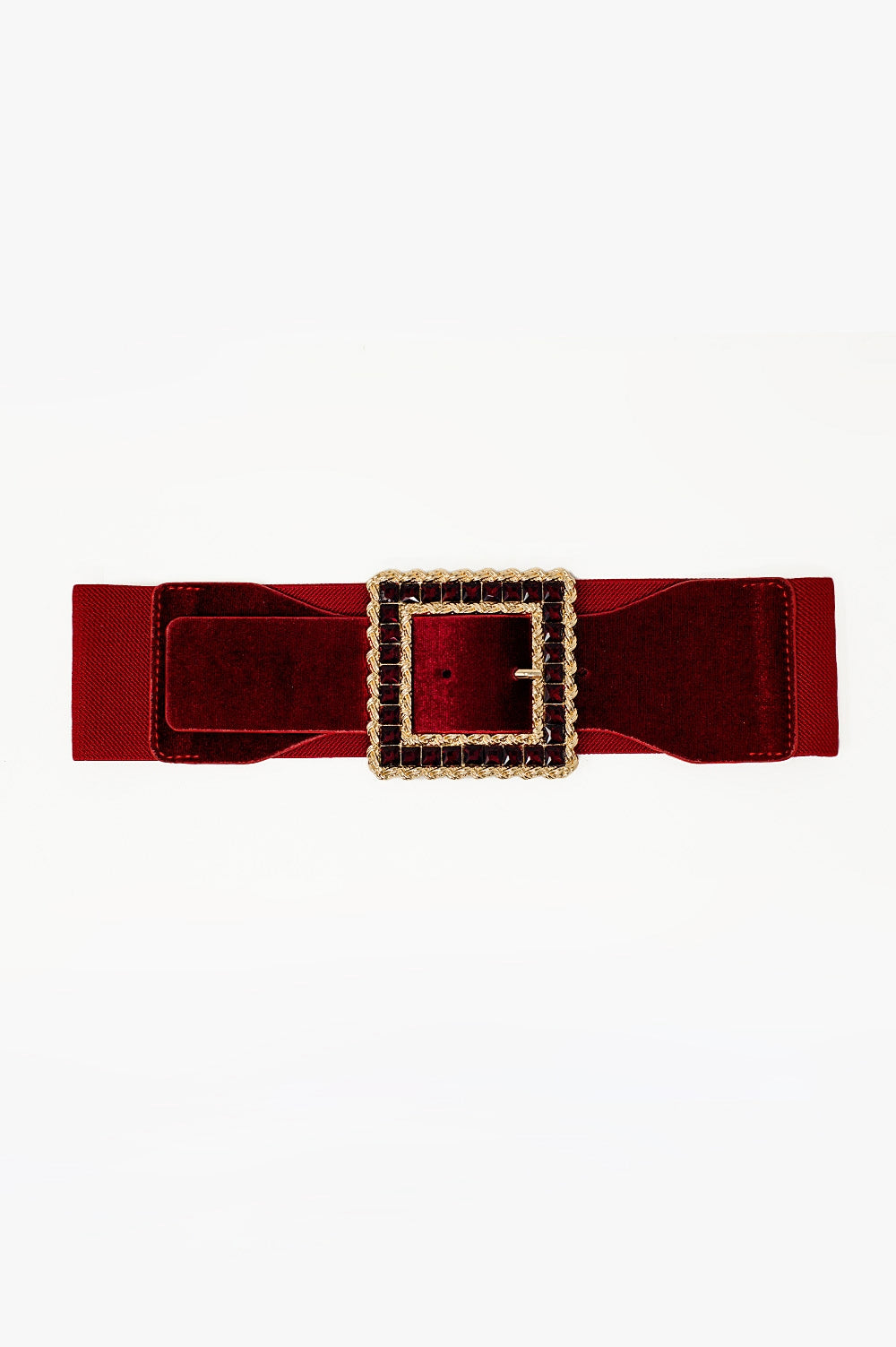 Q2 Ceinture rouge carrée avec strass et élastique ajustable