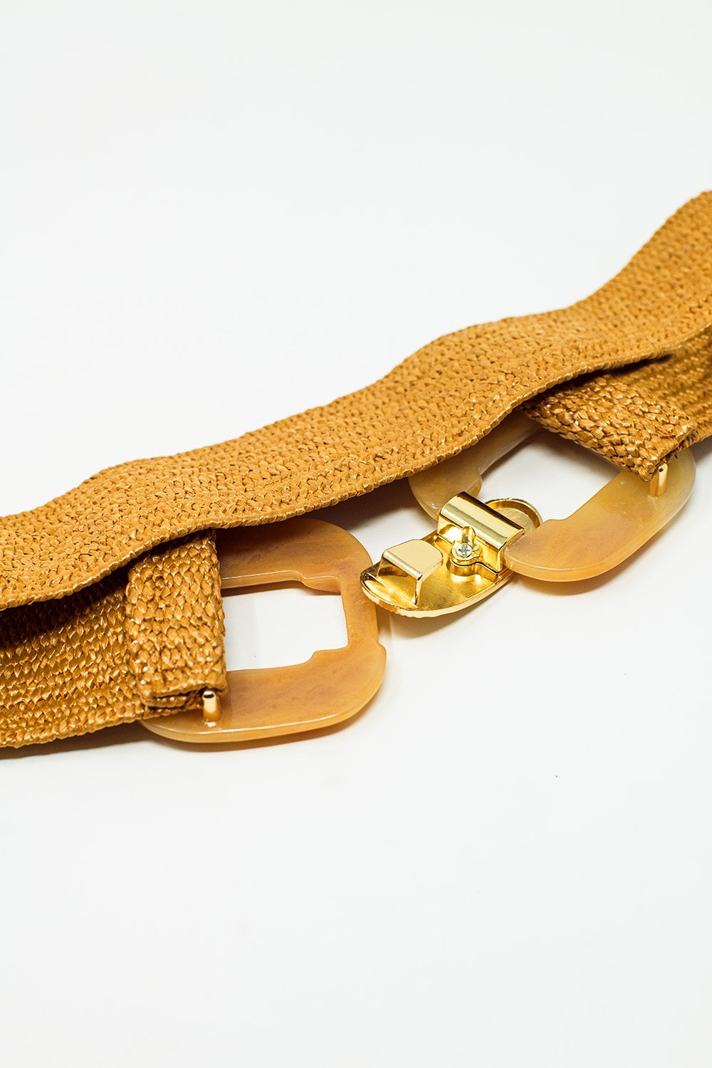 Ceinture tissée avec boucles carrées en beige