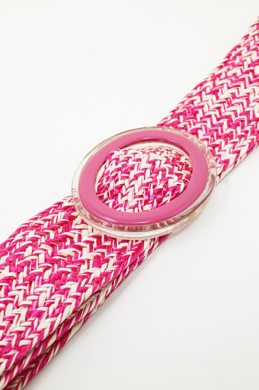 Ceinture tressée à boucle ronde en rose