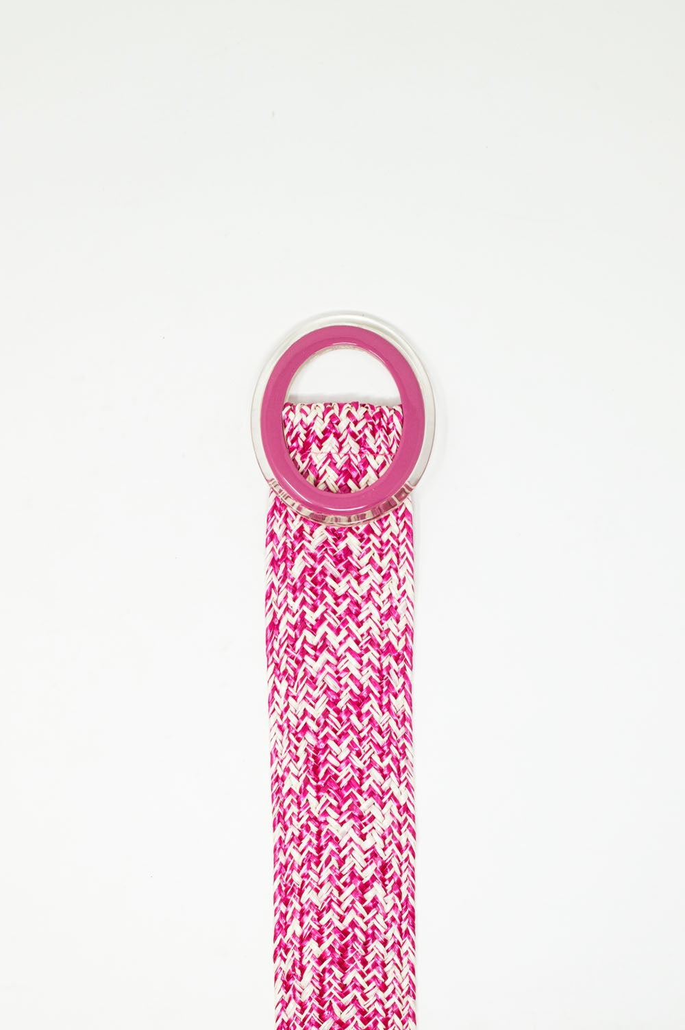 Ceinture tressée à boucle ronde en rose