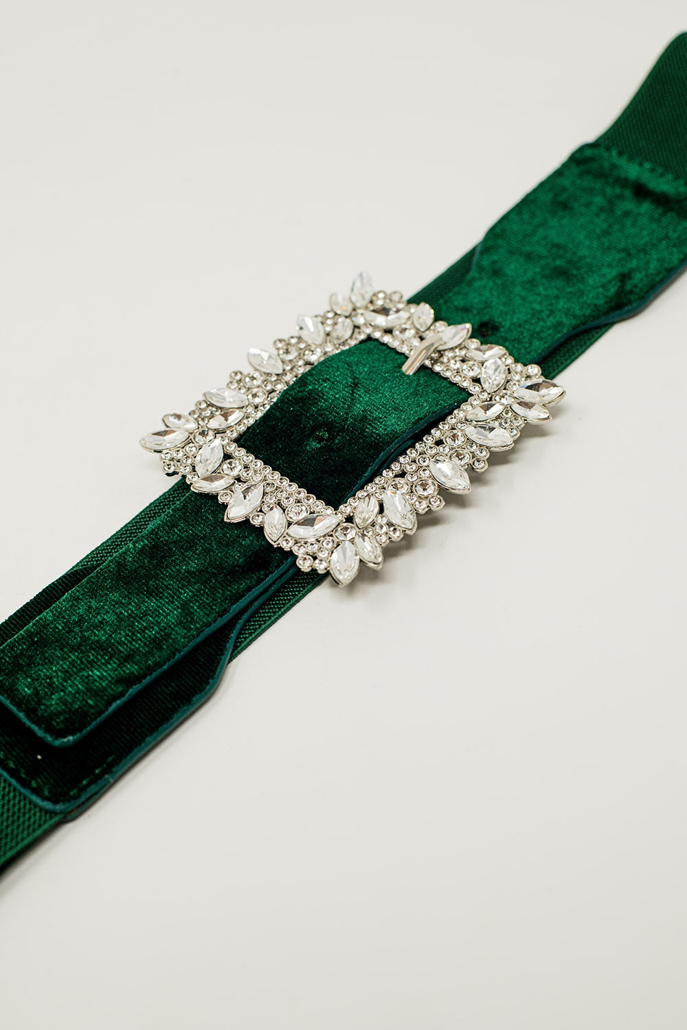 Ceinture verte avec strass et élastique ajustable