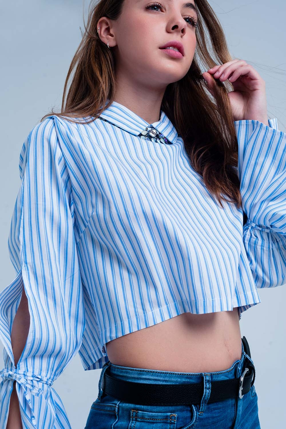 Chemise à rayures bleues