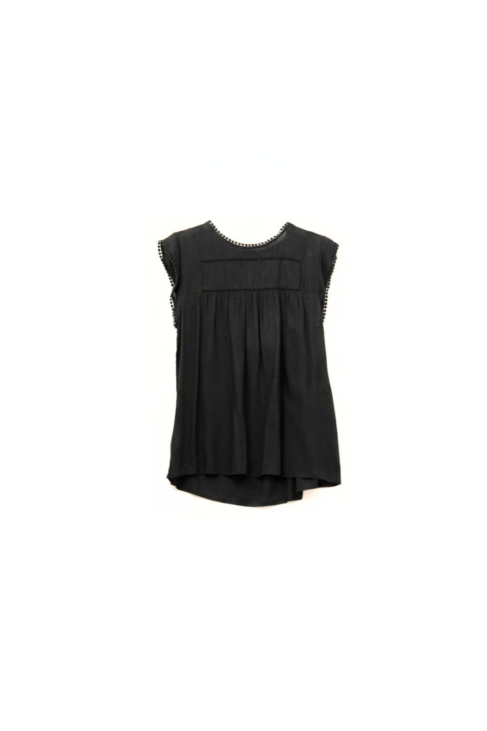 Q2 Chemise asymétrique noire avec détails Pom Pom