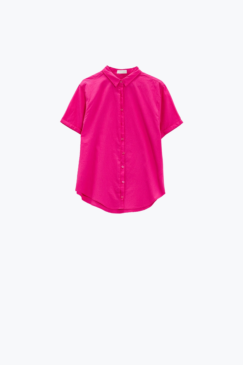 Chemise boutonnée décontractée à manches courtes en fuchsia