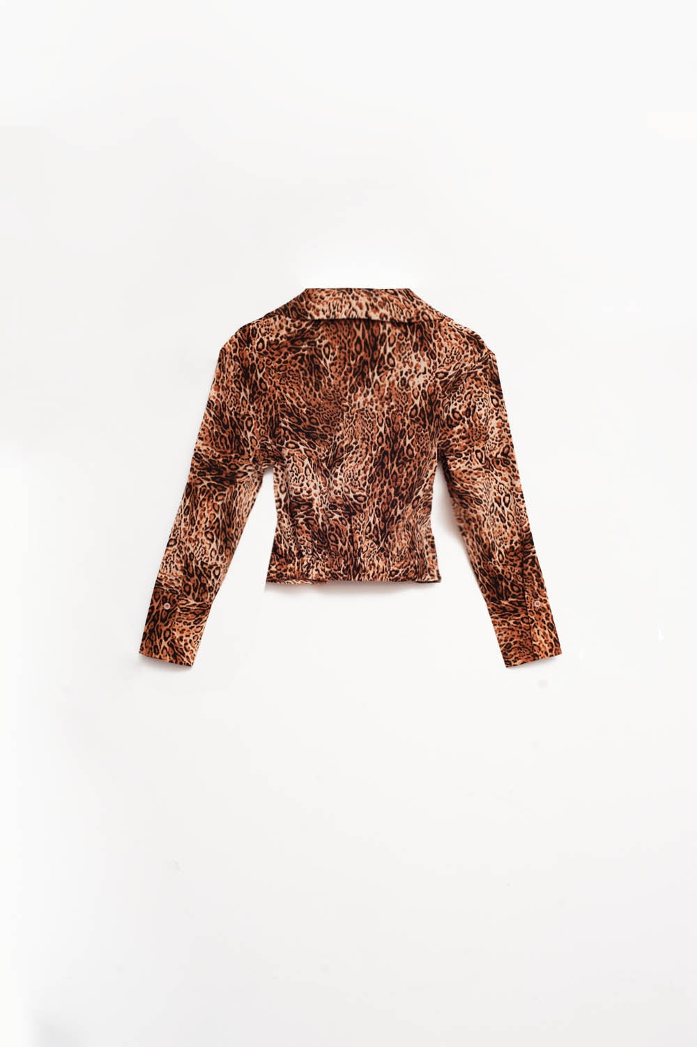 Chemise courte à imprimé léopard marron