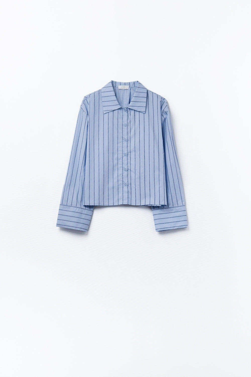 chemise courte en popeline rayée bleue