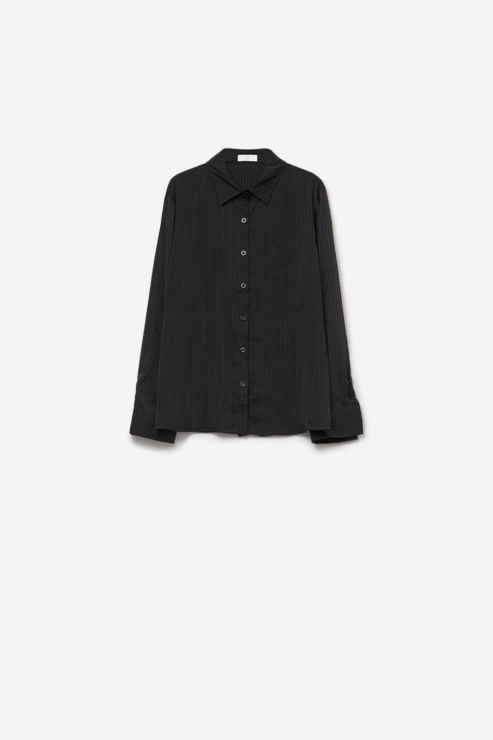 Chemise élégante en satin rayé noir