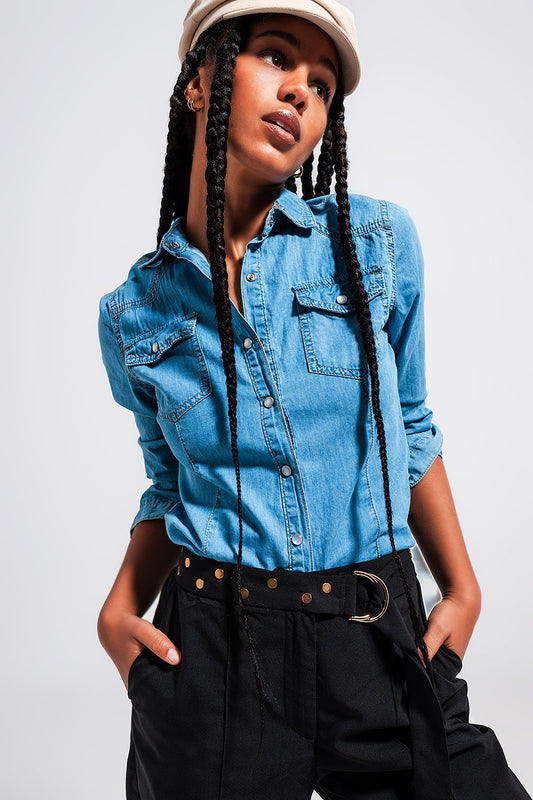 Q2 Chemise en jean Bleu moyen