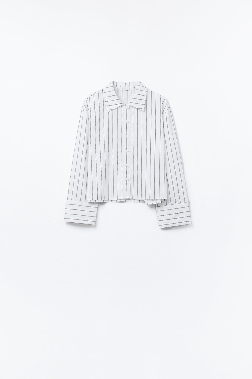 chemise en popeline blanche à rayures raccourcie