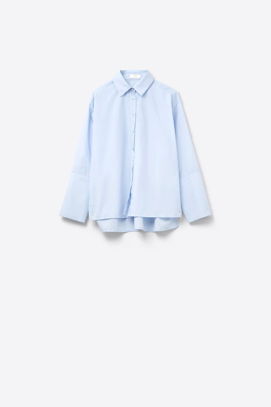 Q2 Chemise en popeline bleue avec poignets extra larges