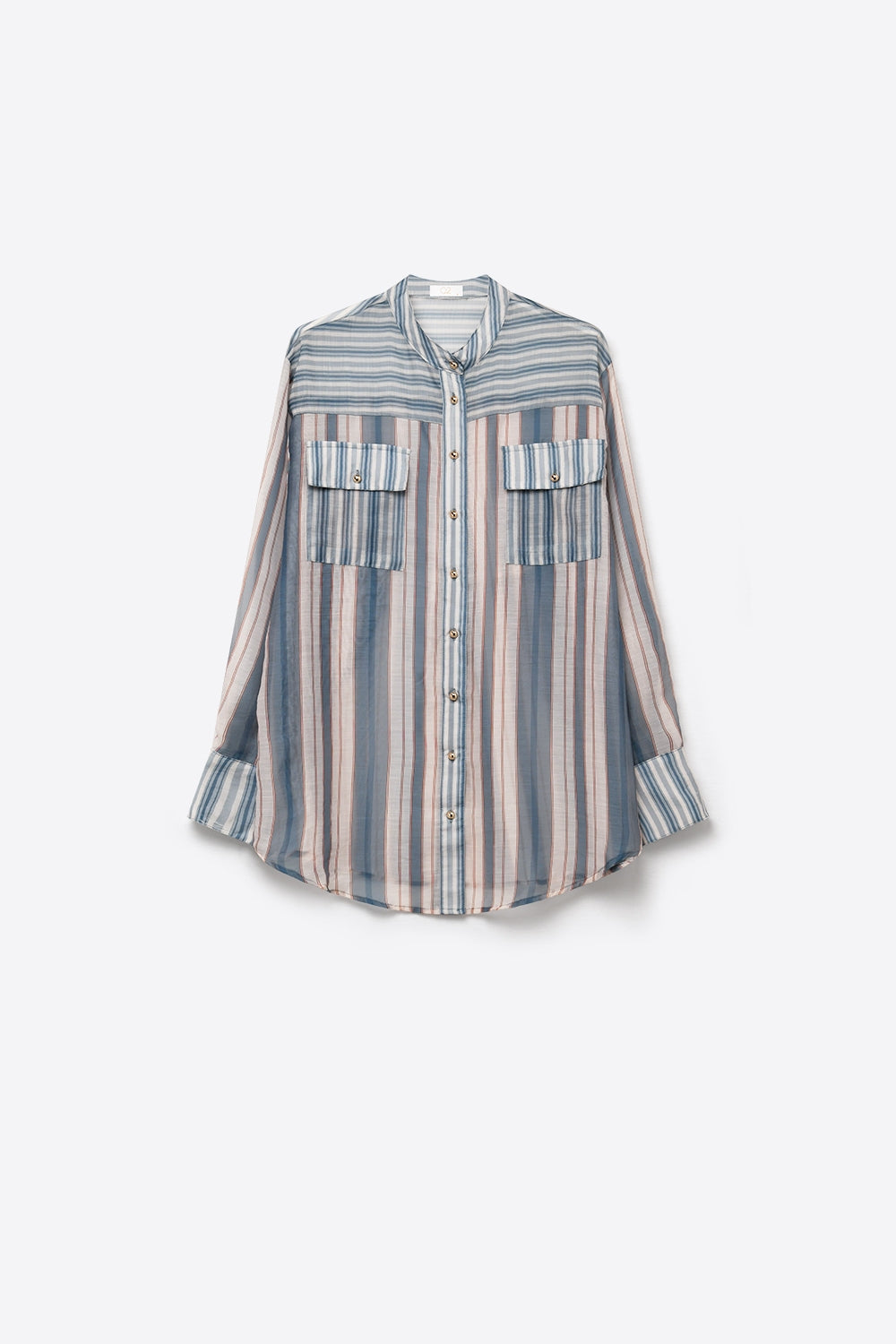 Chemise légère à rayures bleues en chiffon