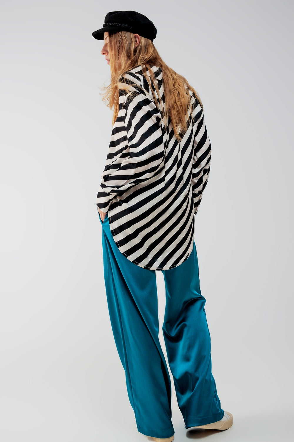 Chemise oversize boutonnée à rayures