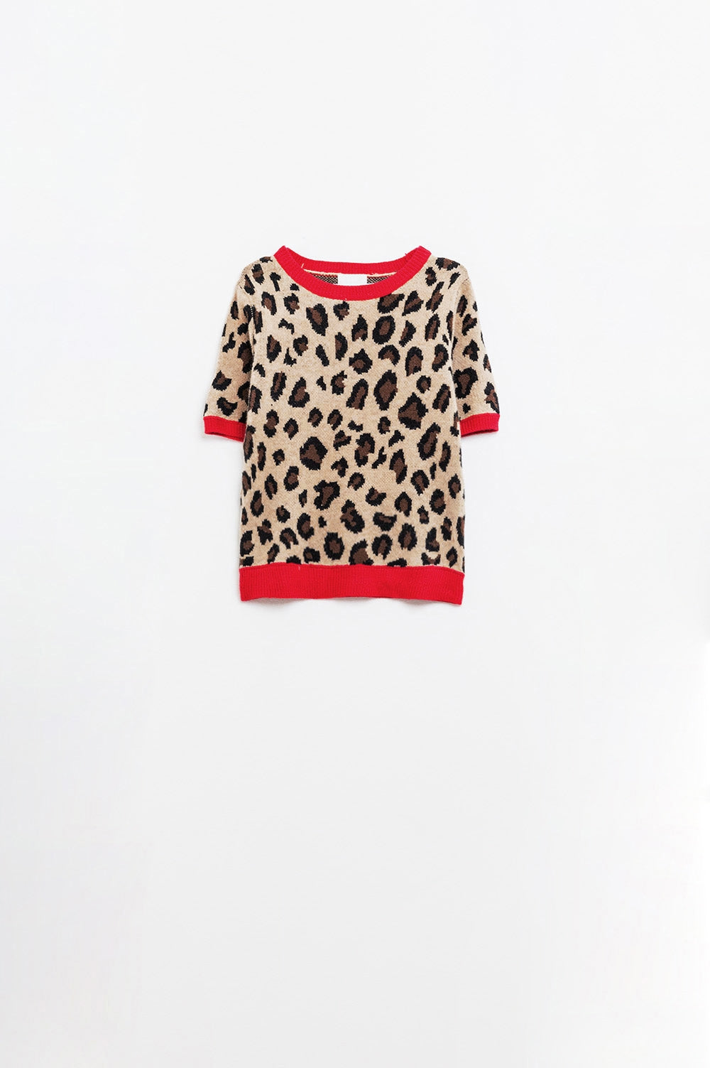 chemise pull confortable à imprimé panthère avec bords rouges