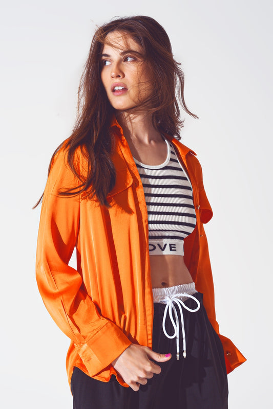 Q2 Chemise relaxed en rayon Orange vif