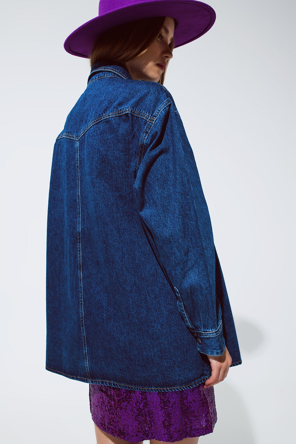 Chemise-veste oversize en denim avec poches