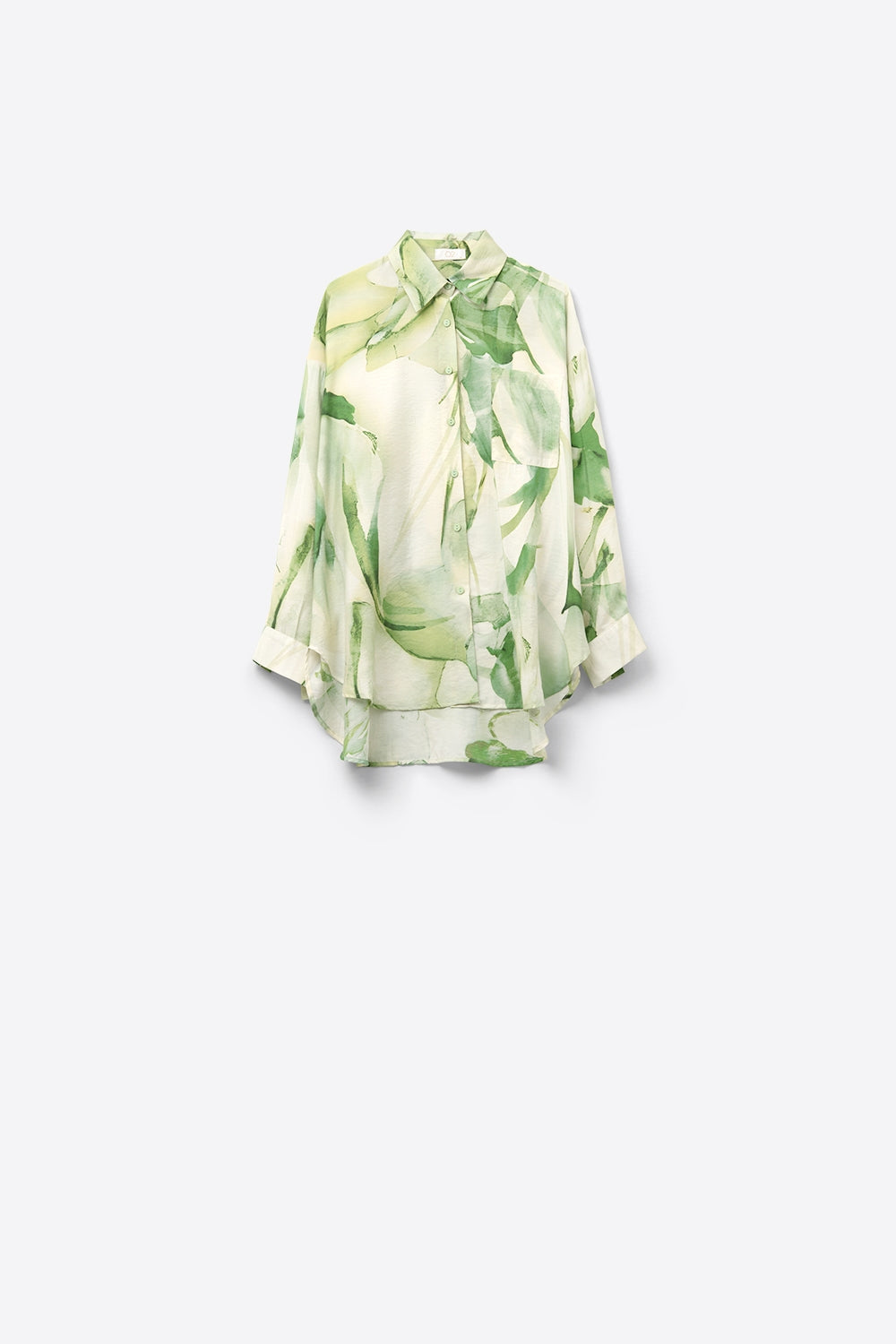 Chemisier boutonné à imprimé aquarelle vert