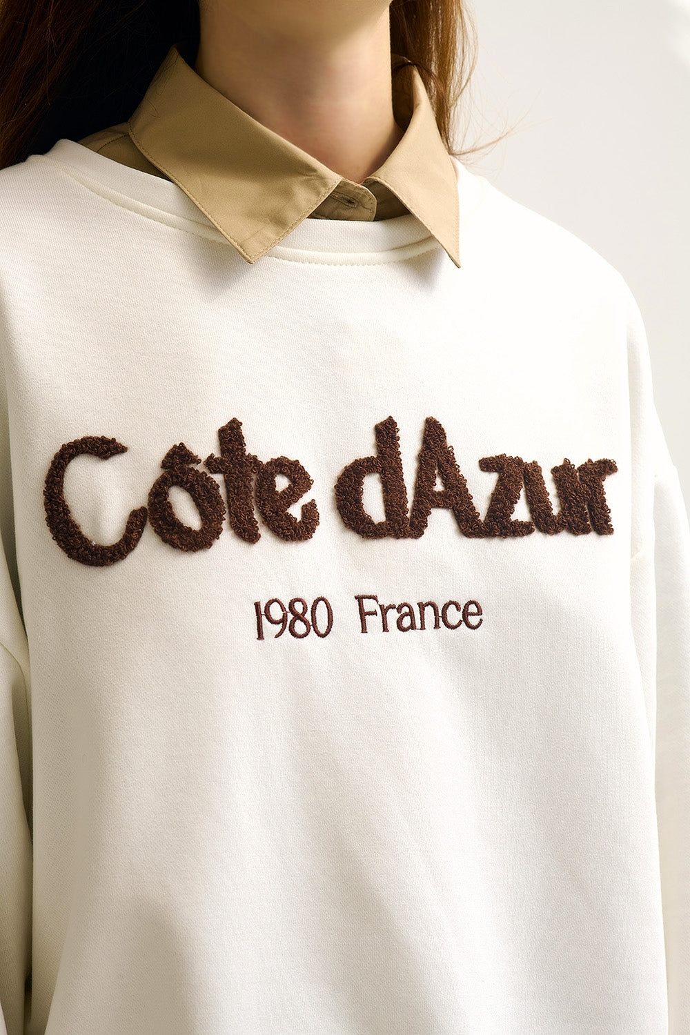 Côte d'Azur - Sweatshirt crème brodé