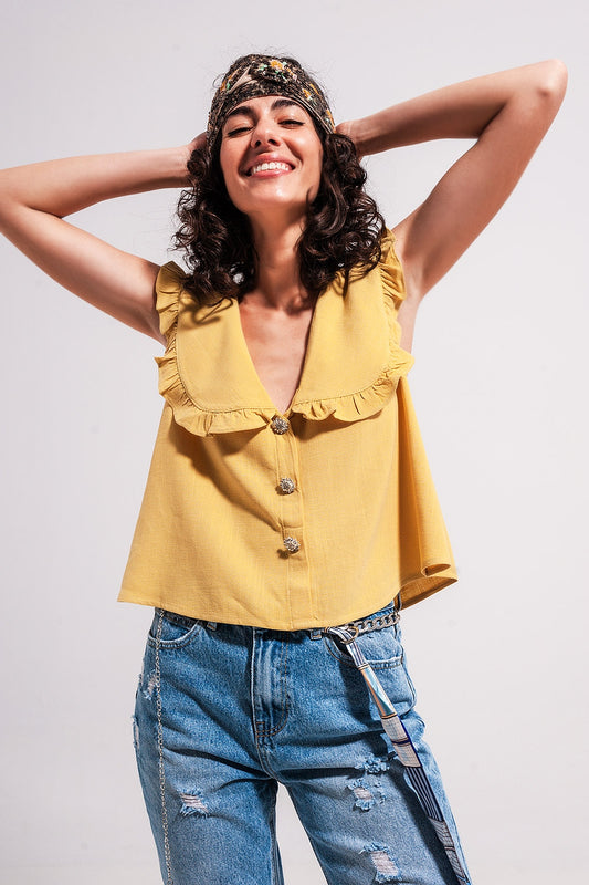 Q2 Crop top à col plastron