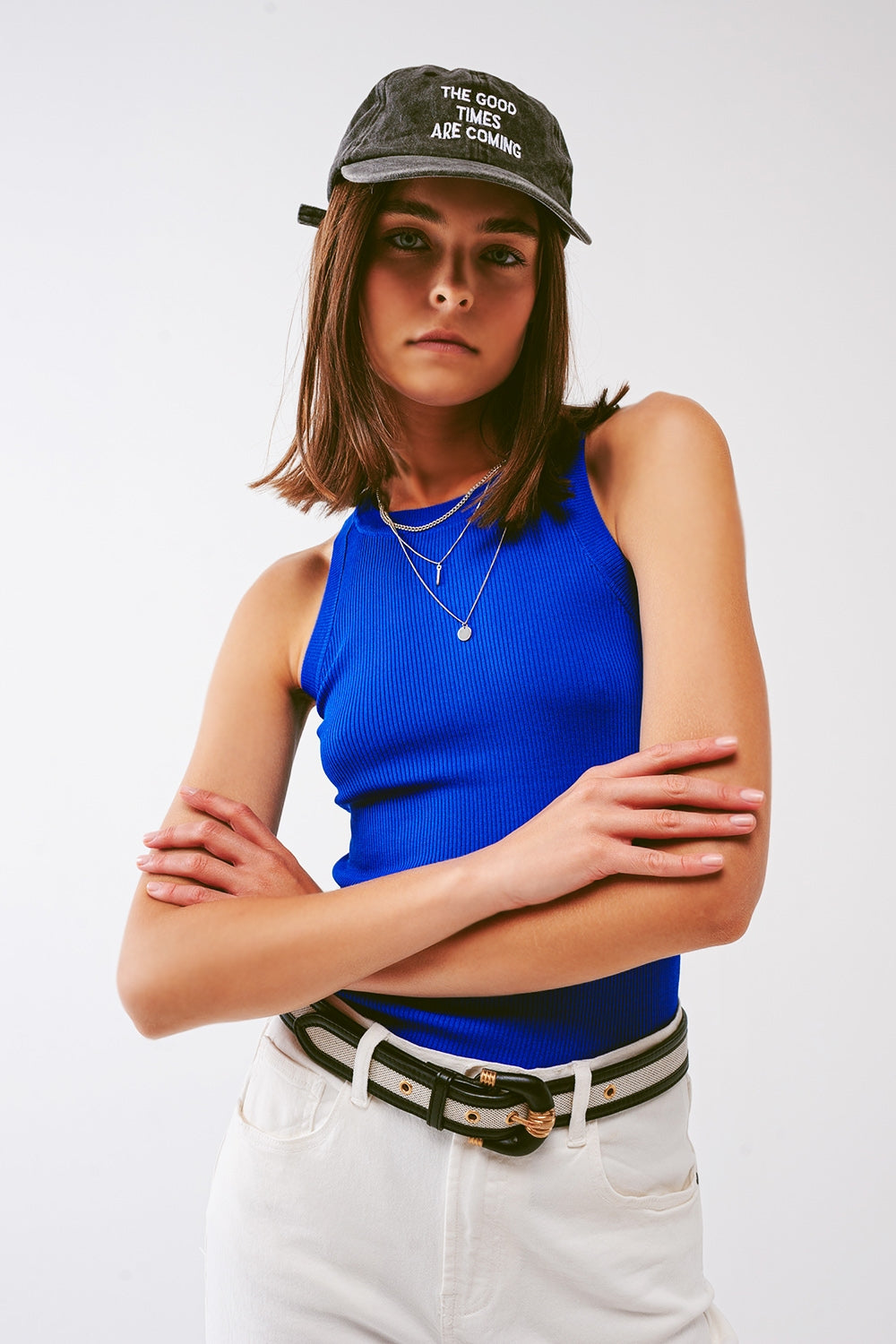 Débardeur en tricot bleu