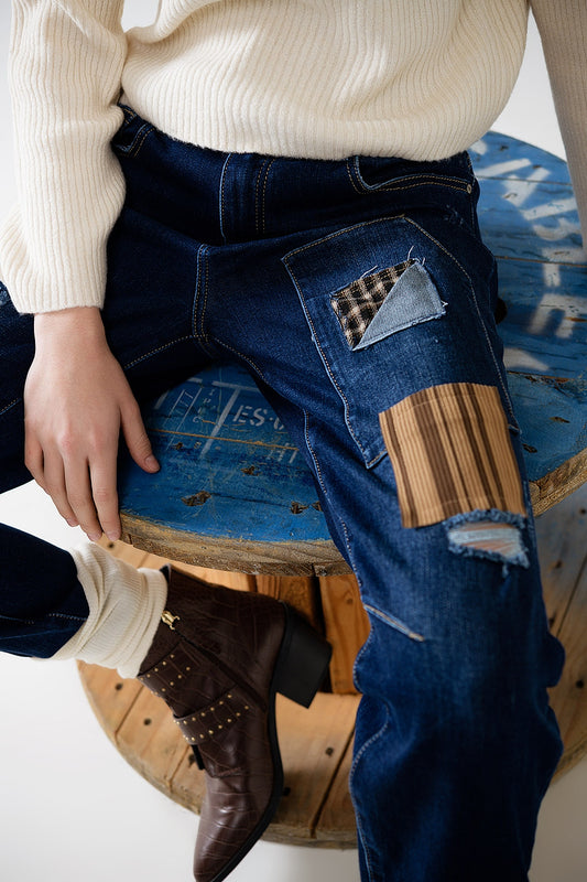 Q2 denim décontracté avec patchs