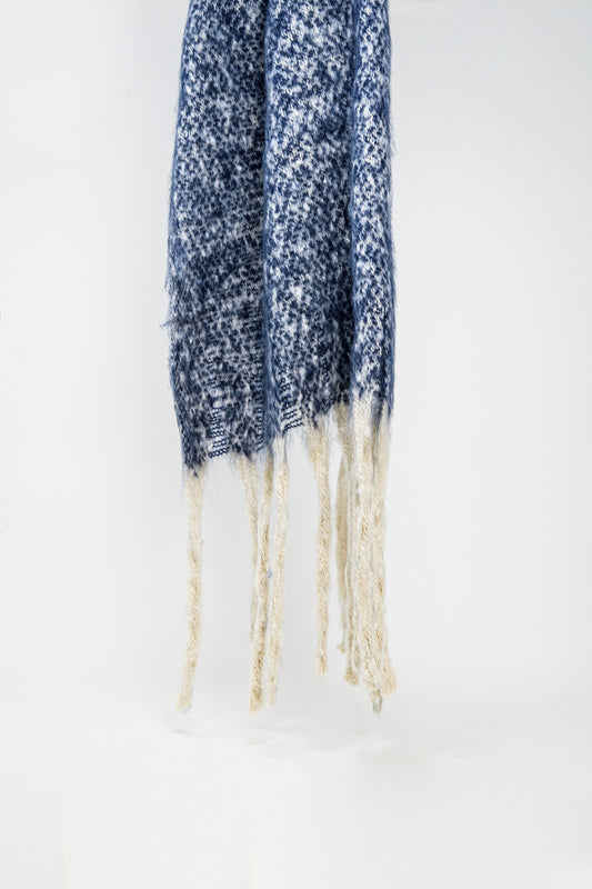 Q2 Écharpe épaisse à rayures en bleu