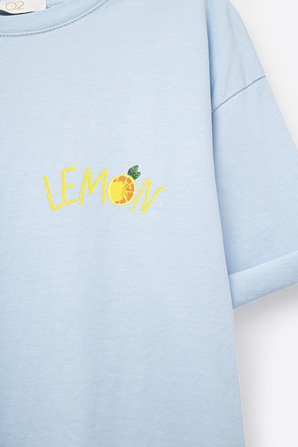 Fabriqué en Italie t-shirt bleu avec motif de citron