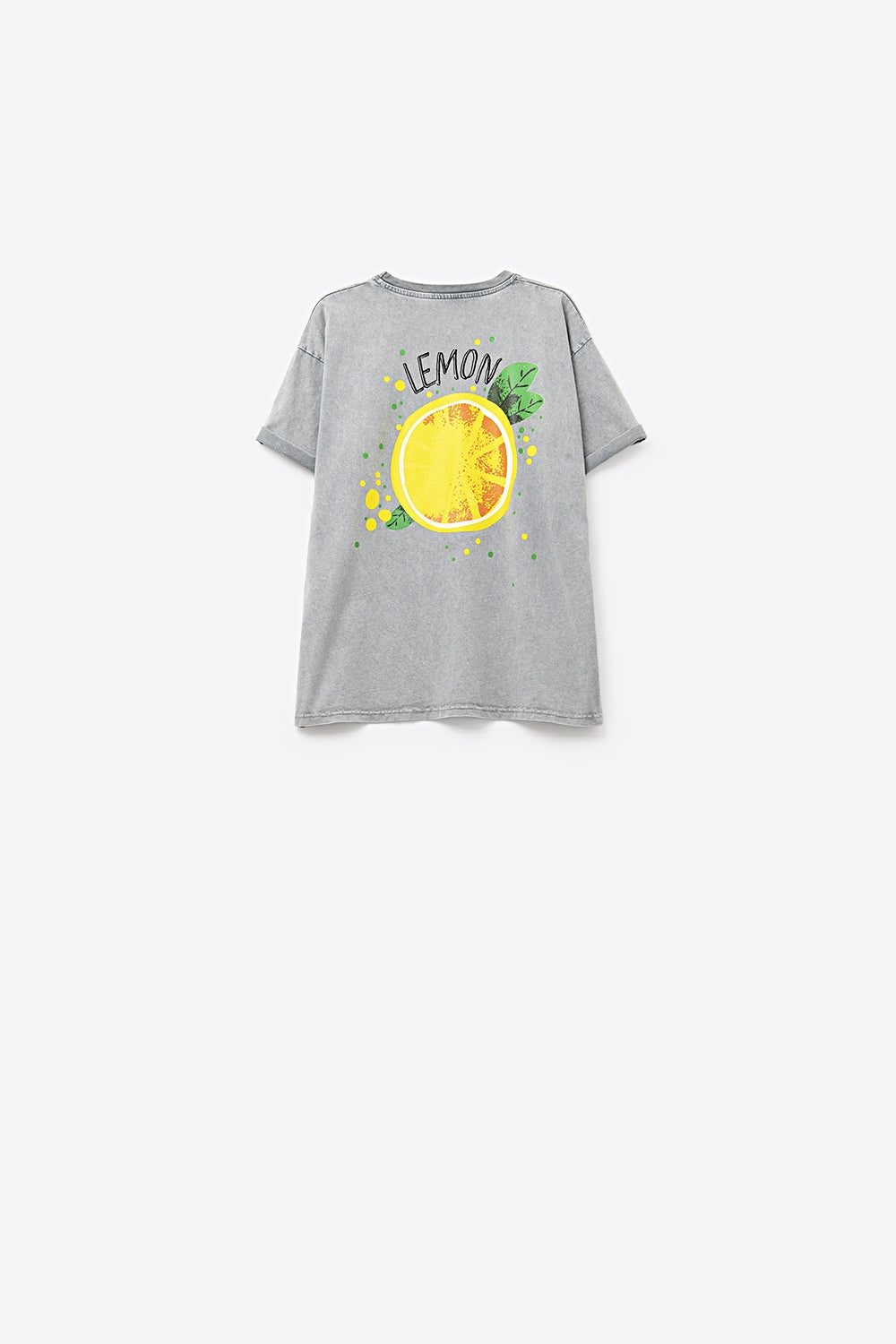 Fabriqué en Italie t-shirt gris délavé avec motif de citron
