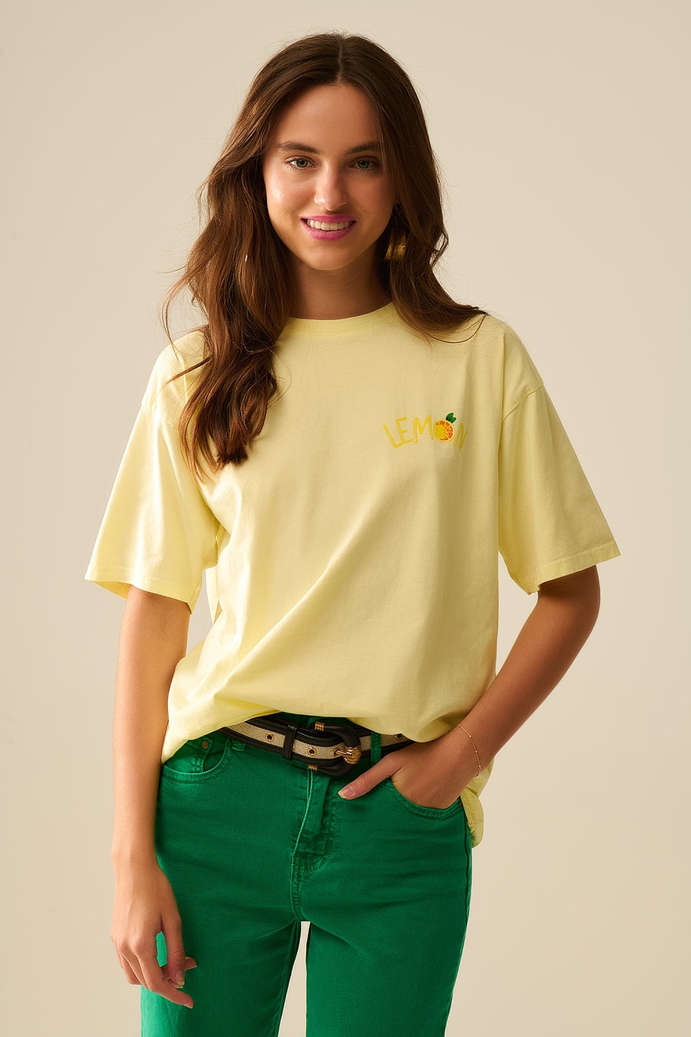 Fabriqué en Italie t-shirt jaune avec motif de citron