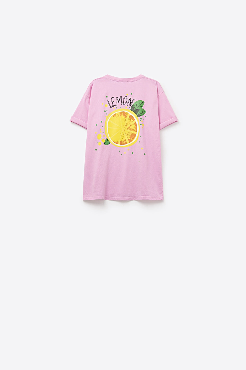 Fabriqué en Italie t-shirt rose avec motif citron